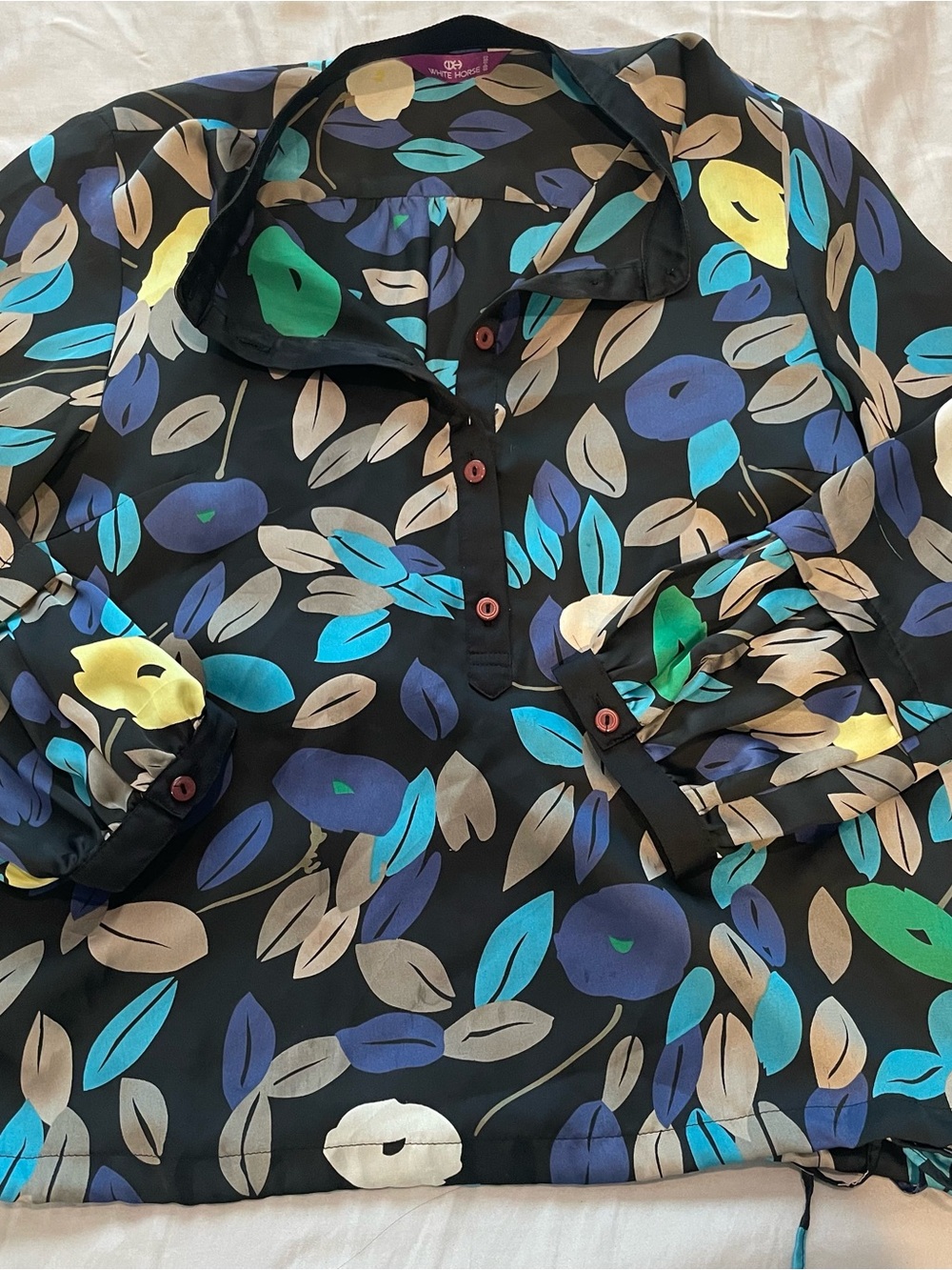 Vince Camuto Men’s Black Floral Print Button Polo Shirt